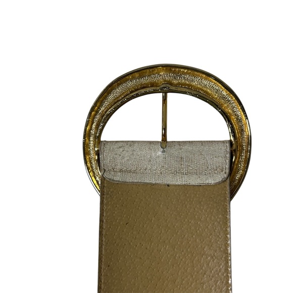 Wide Belt STEERHIDE Leather Gold Buckle Sz M 34” Long IGUANA GRAIN MADE in USA - Picture 7 of 9